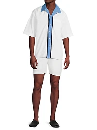 Vertical Stripe Poplin Bowling Shirt
