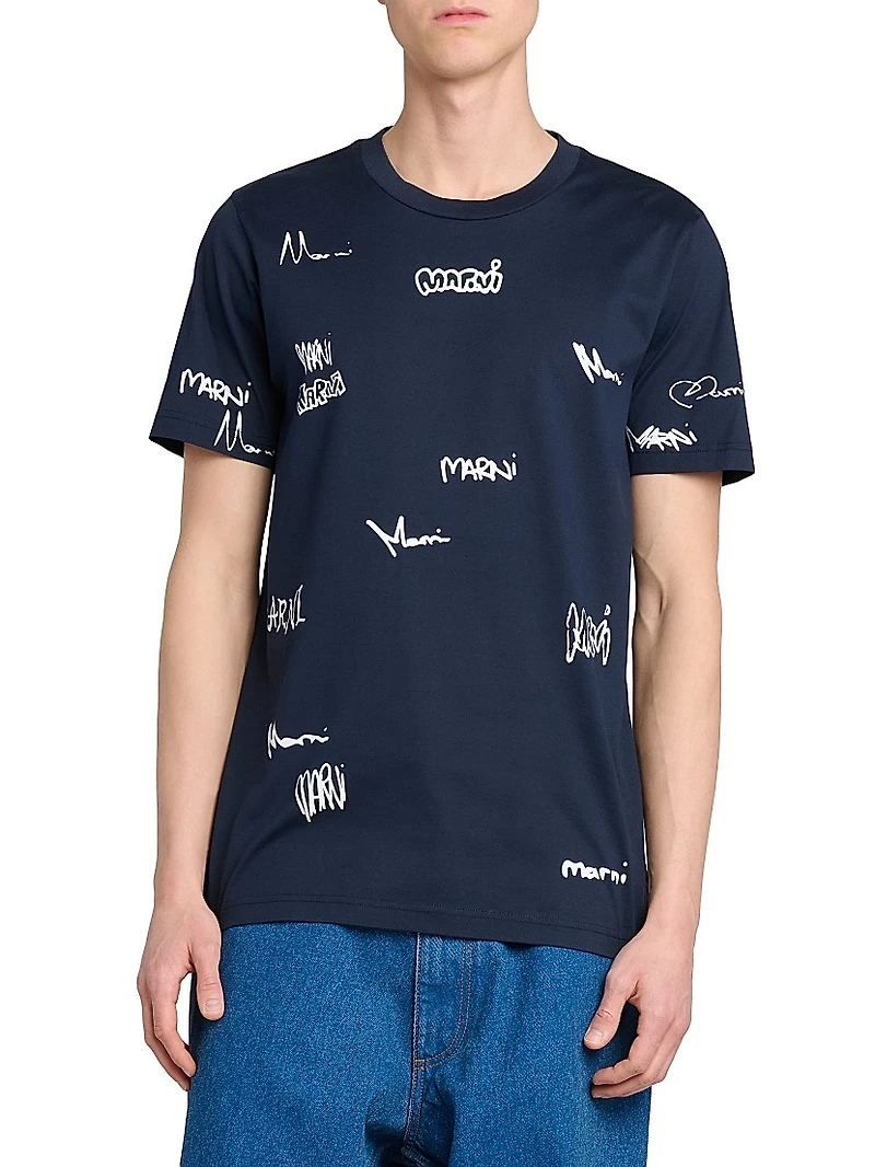 Multi Logo Graphic Crewneck T-Shirt
