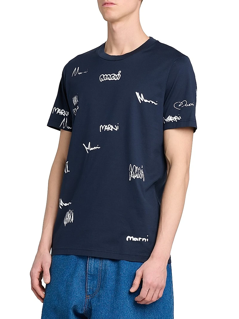 Multi Logo Graphic Crewneck T-Shirt