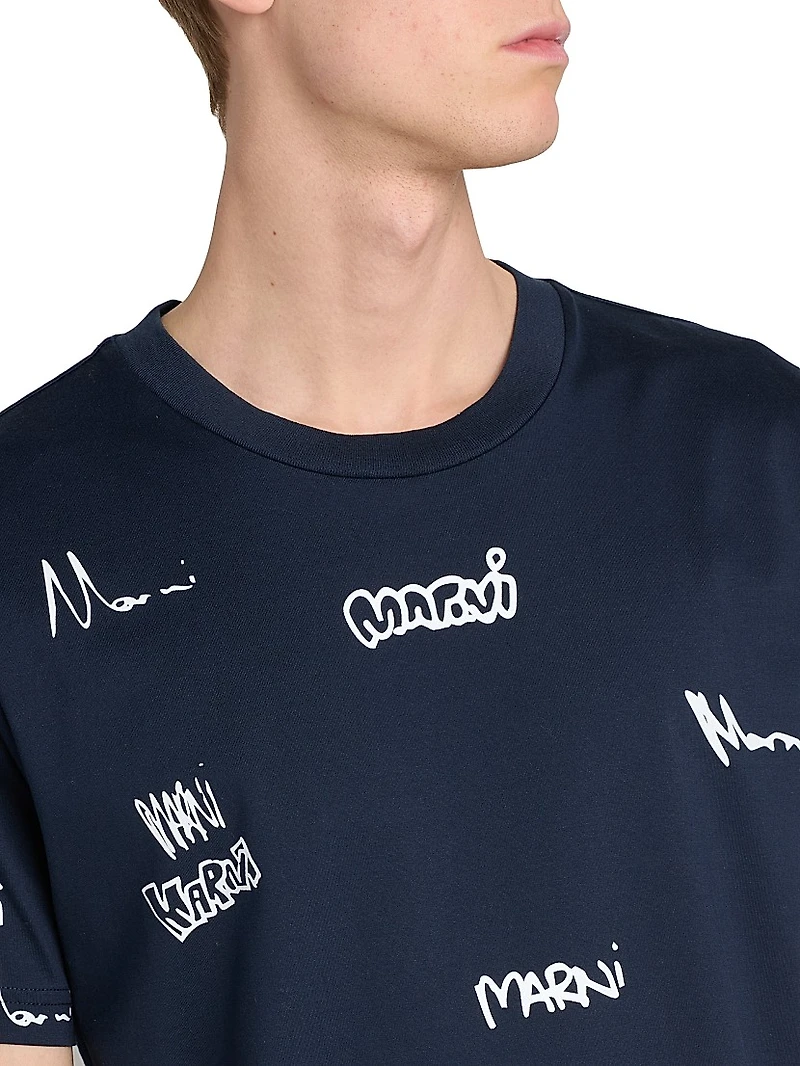 Multi Logo Graphic Crewneck T-Shirt