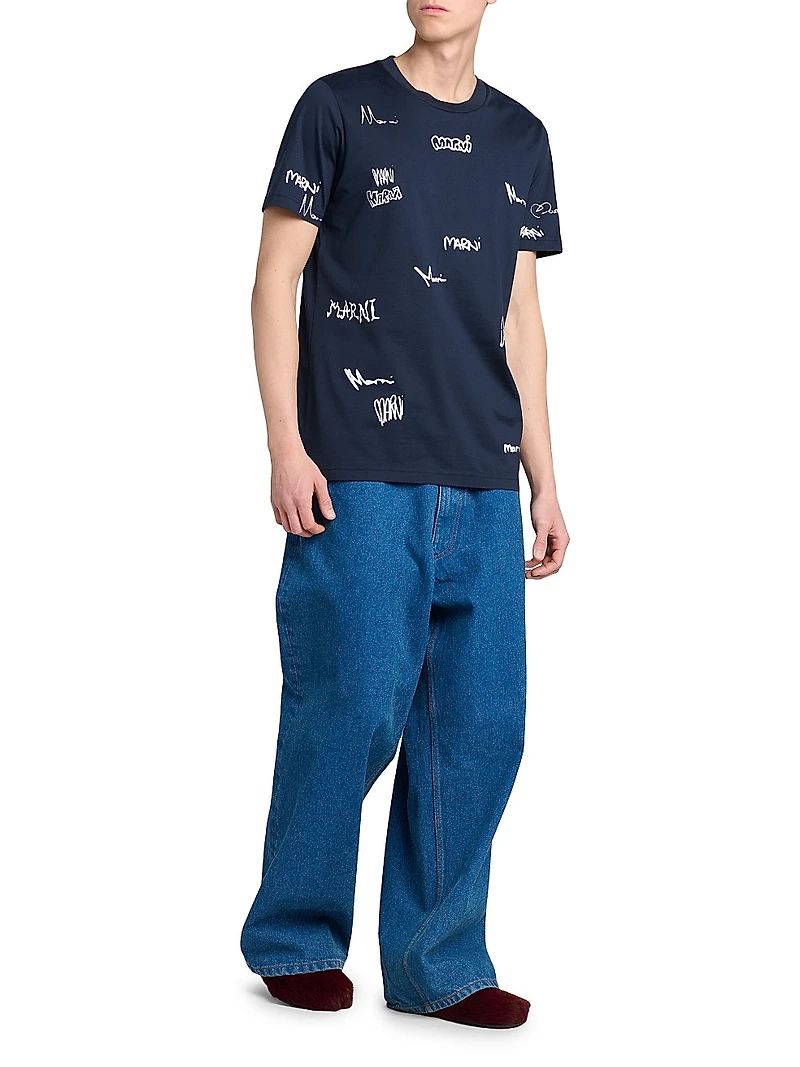 Multi Logo Graphic Crewneck T-Shirt