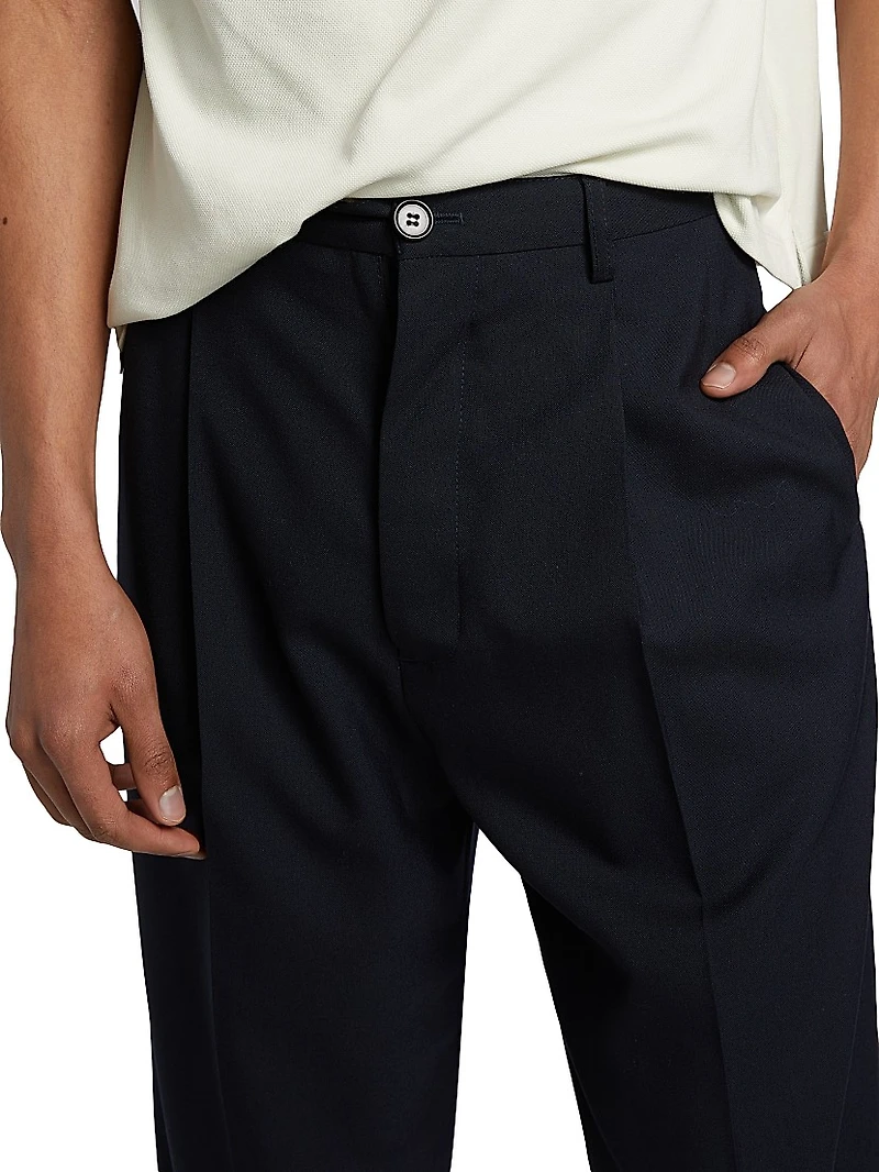 Pleated Tropical Wool Pants