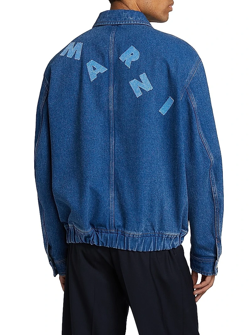 Patch Logo Denim Bomber Jacket