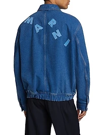 Patch Logo Denim Bomber Jacket