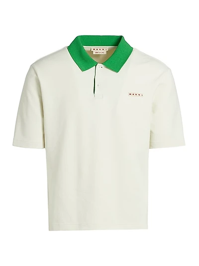 Contrast Collar Compact Piqué Polo Shirt