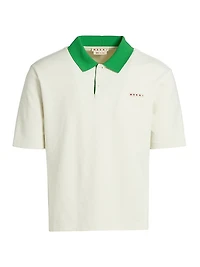 Contrast Collar Compact Piqué Polo Shirt