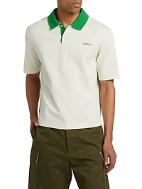 Contrast Collar Compact Piqué Polo Shirt