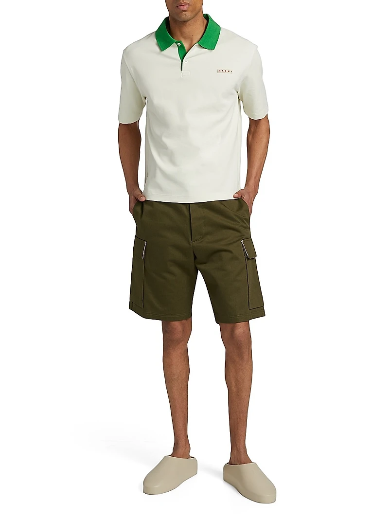 Cotton Gabardine Cargo Shorts