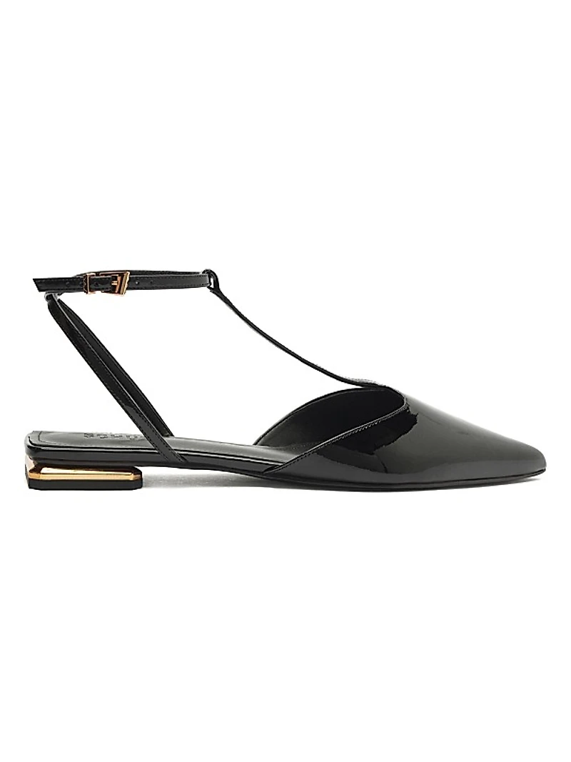 Allure Patent Leather T-Strap Flat Sandals