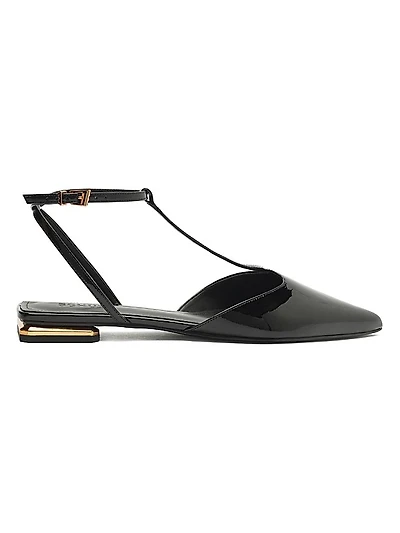 Allure Patent Leather T-Strap Flat Sandals