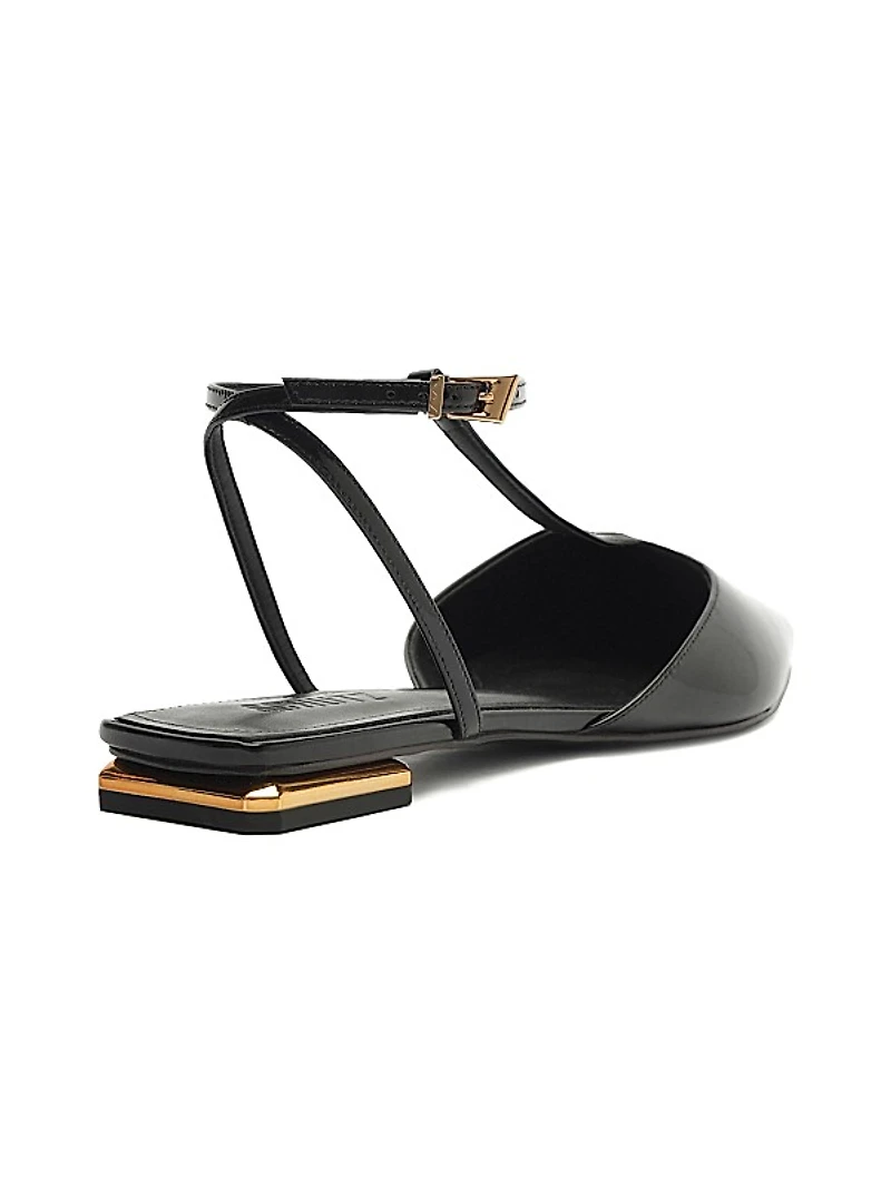 Allure Patent Leather T-Strap Flat Sandals