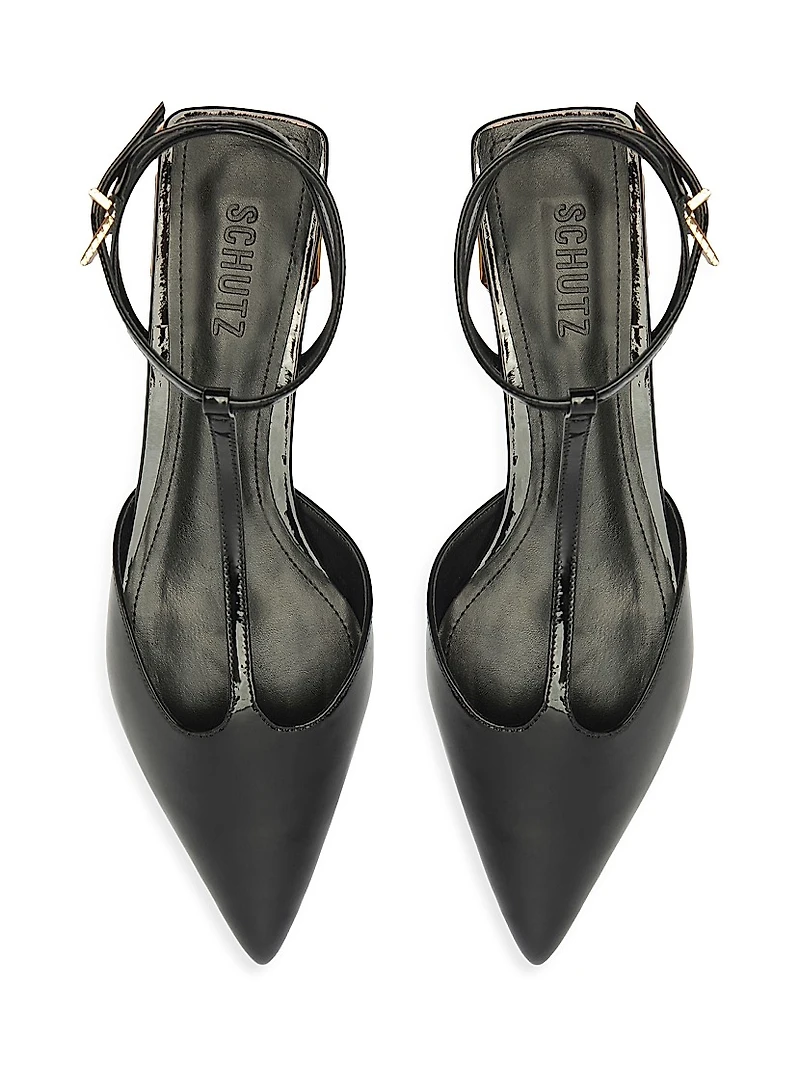 Allure Patent Leather T-Strap Flat Sandals
