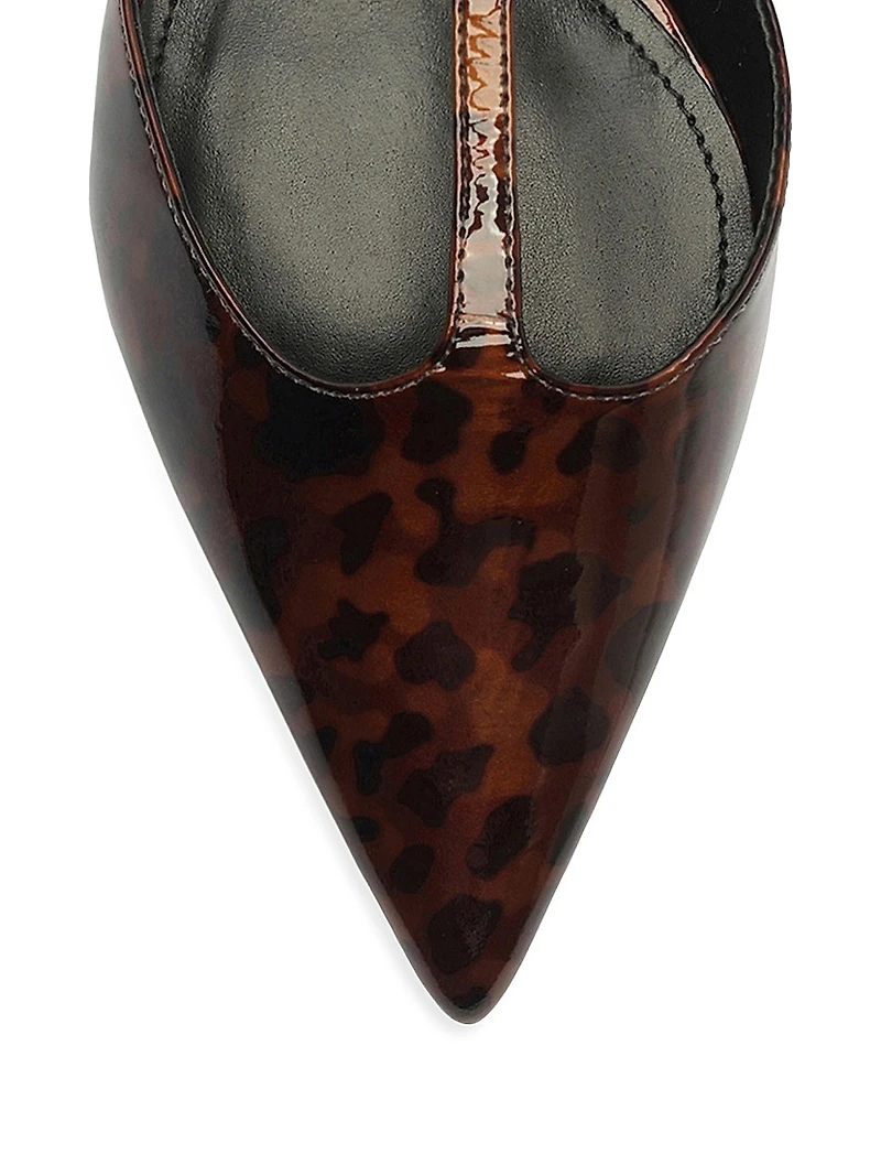 Allure Tortoiseshell Patent Leather T-Strap Flat Sandals