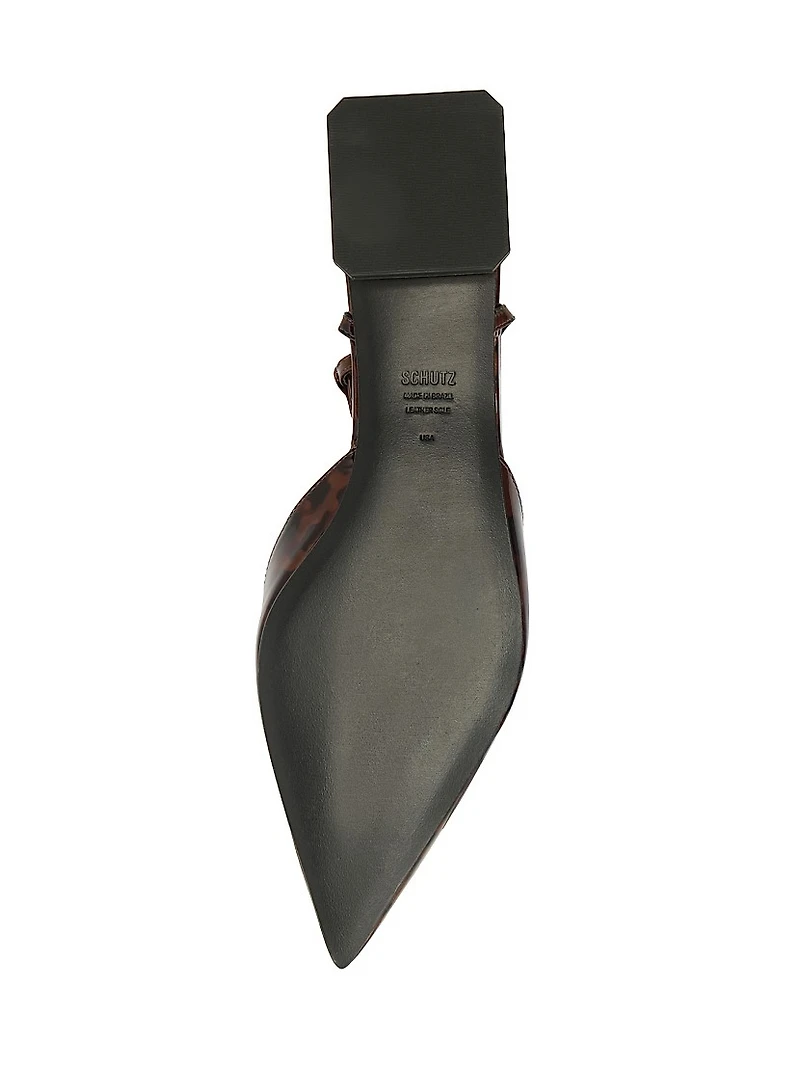 Allure Tortoiseshell Patent Leather T-Strap Flat Sandals