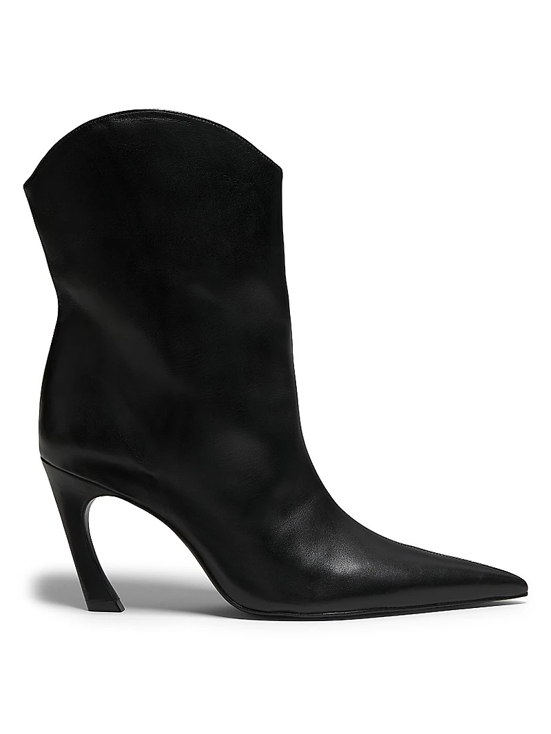 Maryann 90MM Leather Curved Stiletto Booties