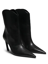 Maryann 90MM Leather Curved Stiletto Booties