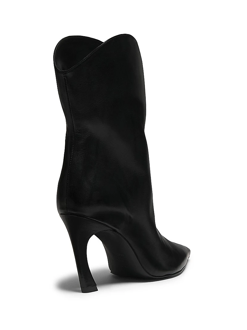 Maryann 90MM Leather Curved Stiletto Booties