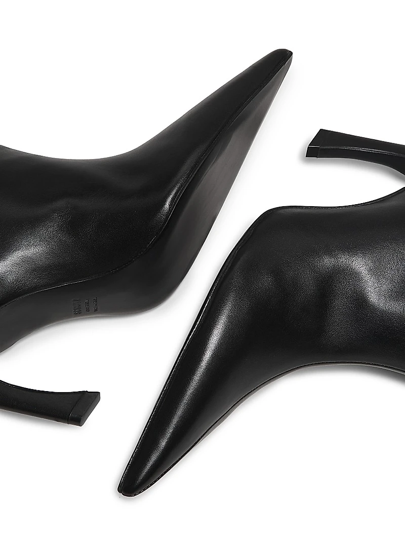 Maryann 90MM Leather Curved Stiletto Booties