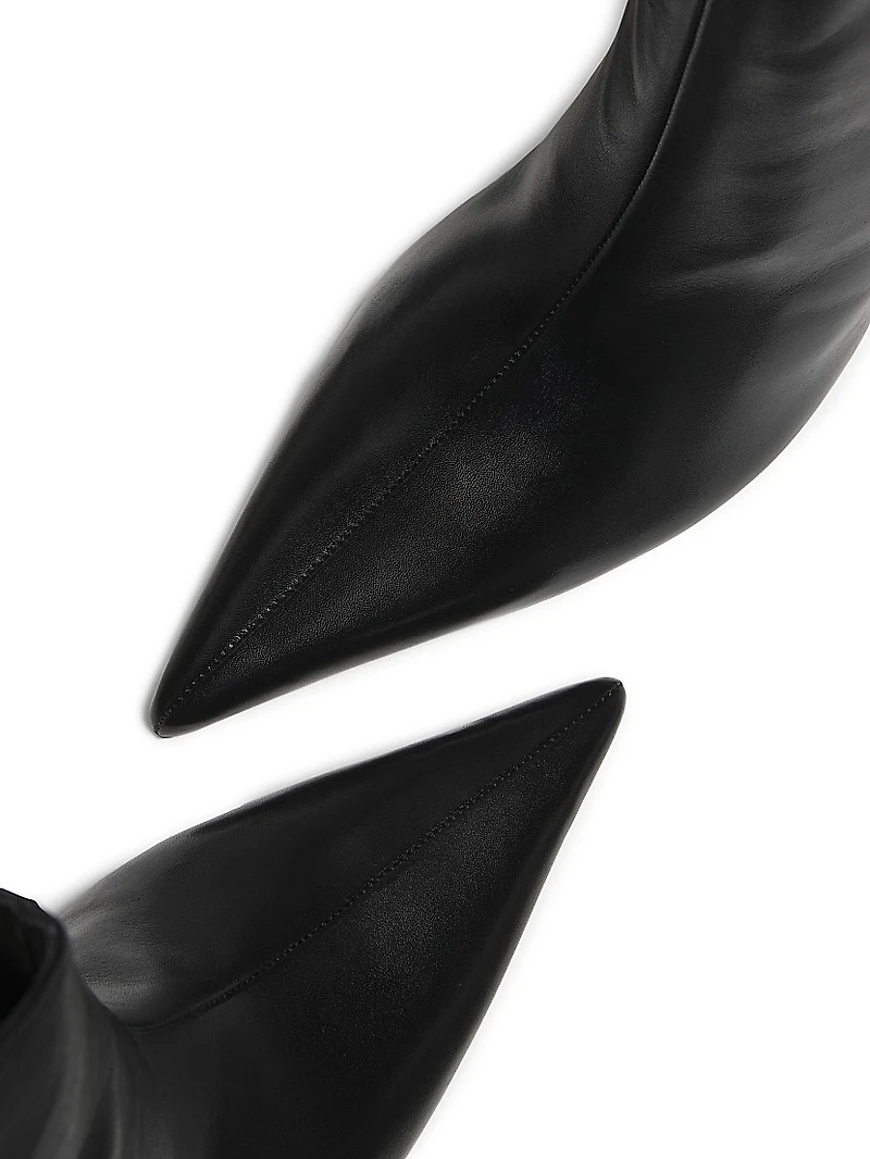 Maryann 90MM Leather Curved Stiletto Booties