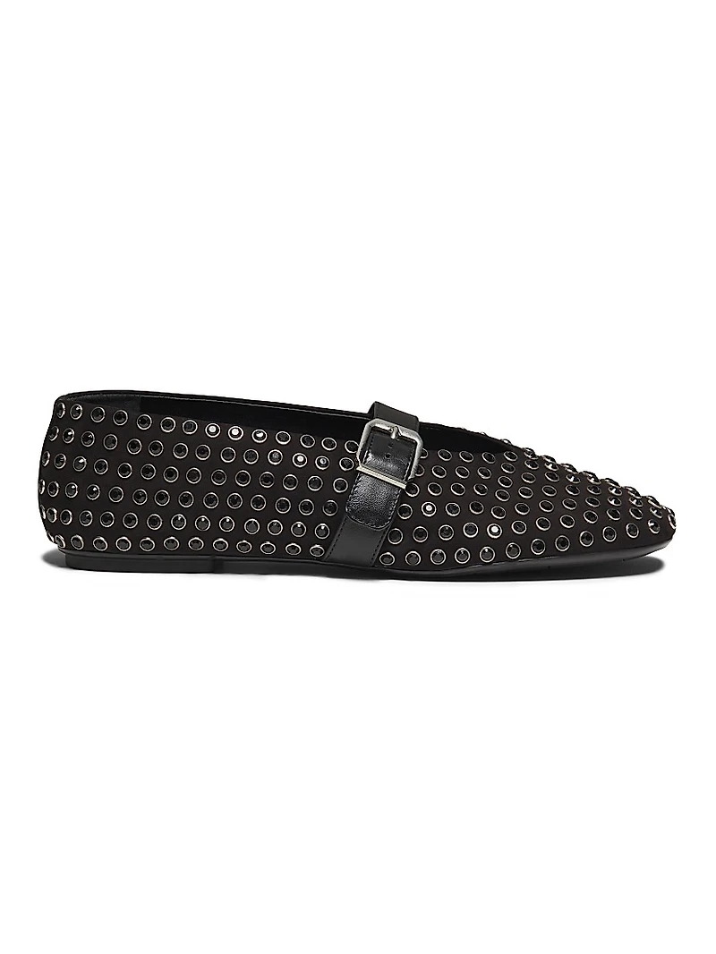 Eiza Shine Studded Nubuck Ballet Flats