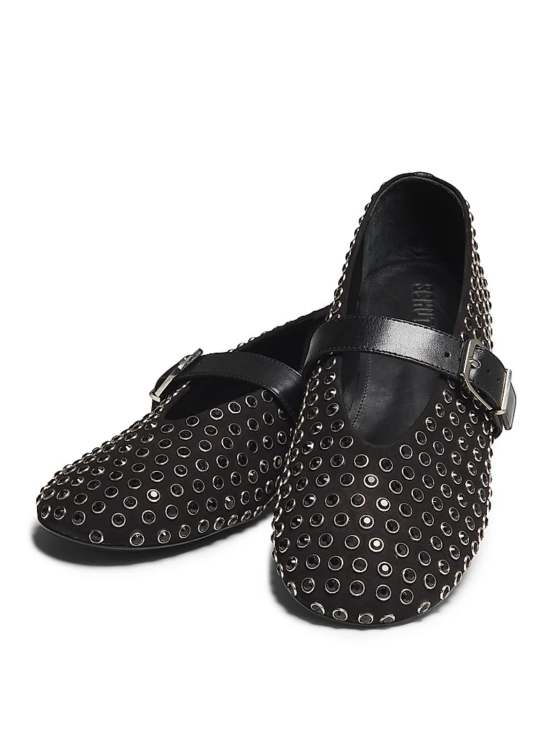 Eiza Shine Studded Nubuck Ballet Flats