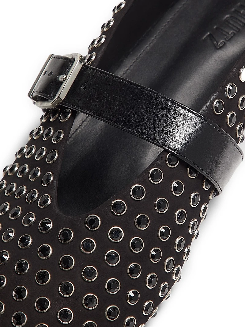 Eiza Shine Studded Nubuck Ballet Flats