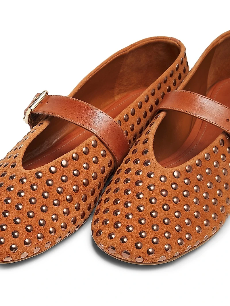 Eiza Shine Studded & Suede Ballet Flats