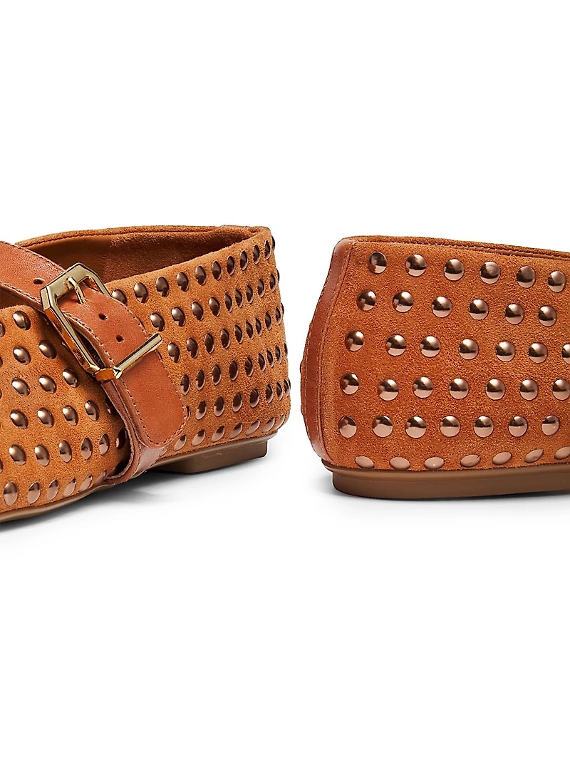 Eiza Shine Studded & Suede Ballet Flats