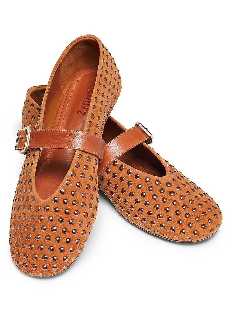 Eiza Shine Studded & Suede Ballet Flats