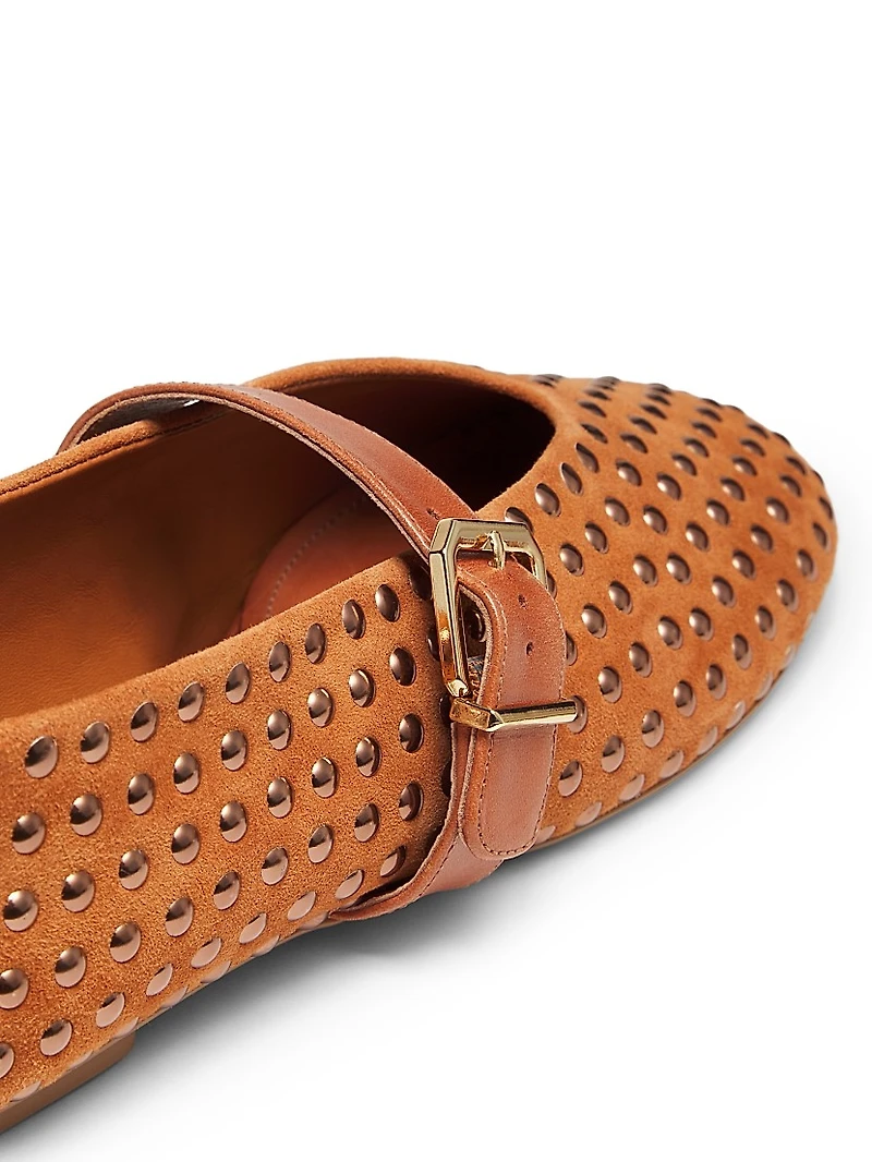 Eiza Shine Studded & Suede Ballet Flats