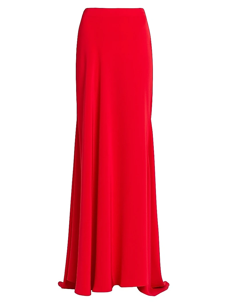 Solid Aysmmetrical Hem Maxi Skirt