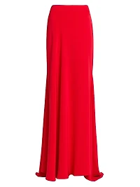 Solid Aysmmetrical Hem Maxi Skirt
