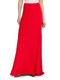 Solid Aysmmetrical Hem Maxi Skirt