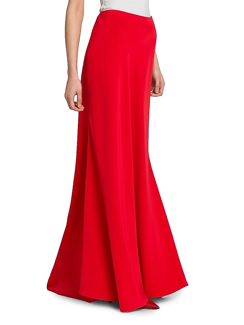 Solid Aysmmetrical Hem Maxi Skirt
