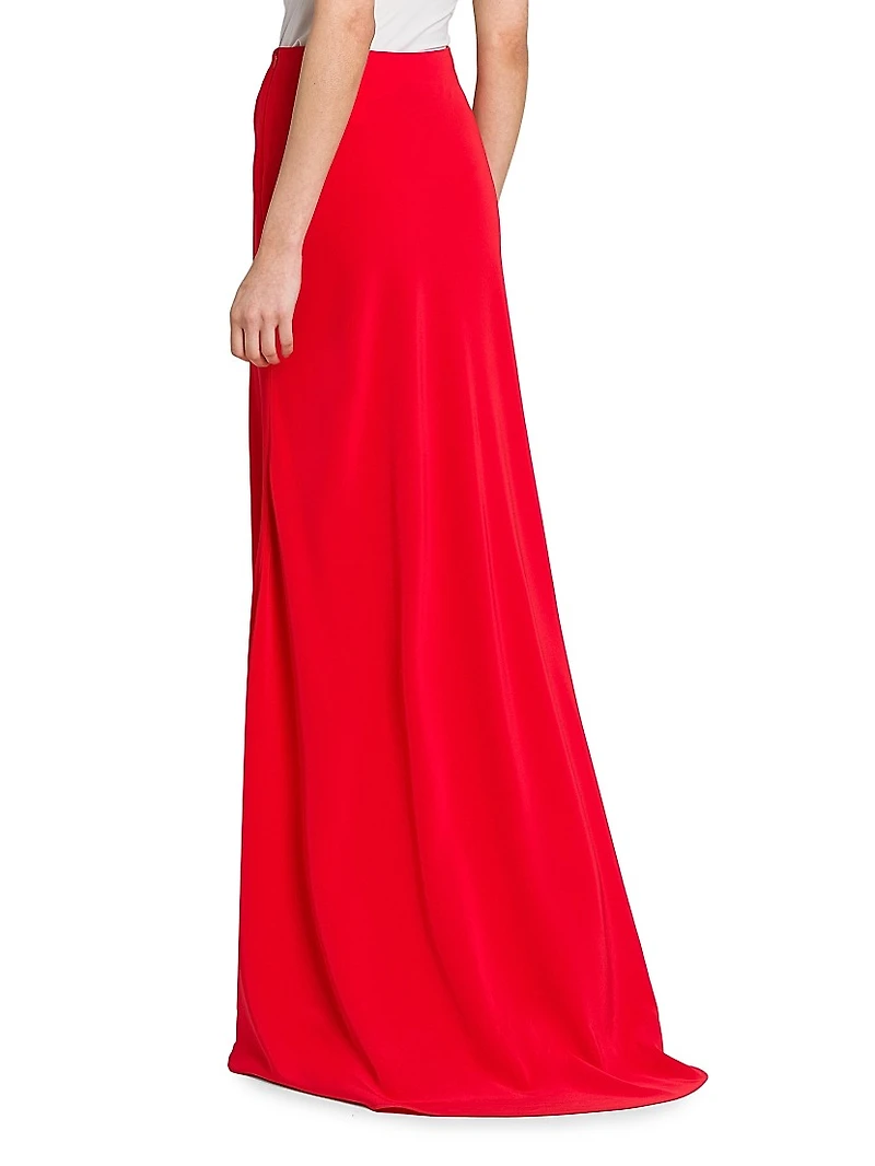 Solid Aysmmetrical Hem Maxi Skirt