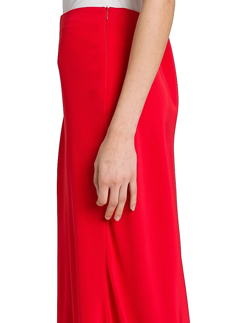 Solid Aysmmetrical Hem Maxi Skirt