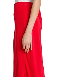 Solid Aysmmetrical Hem Maxi Skirt
