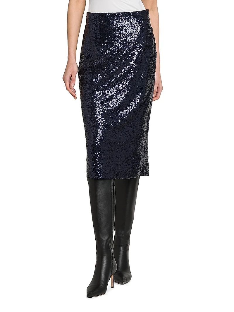 Sequin Pencil Midi-Skirt