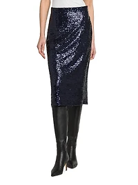 Sequin Pencil Midi-Skirt