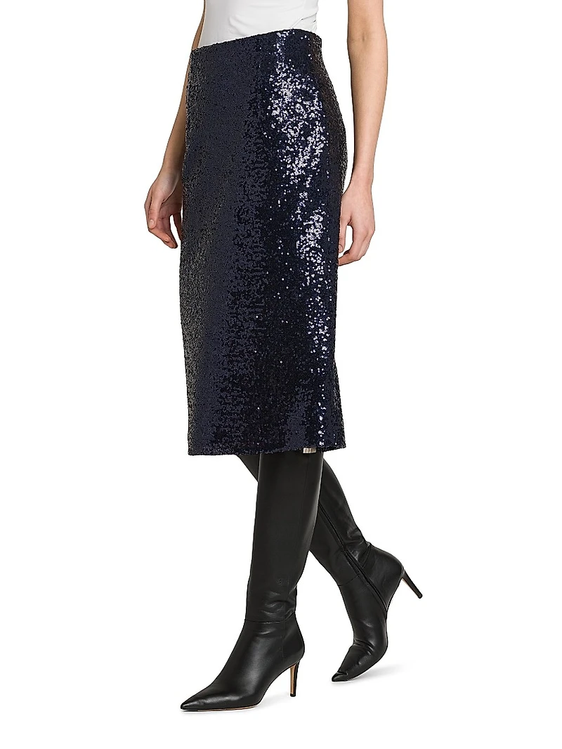 Sequin Pencil Midi-Skirt