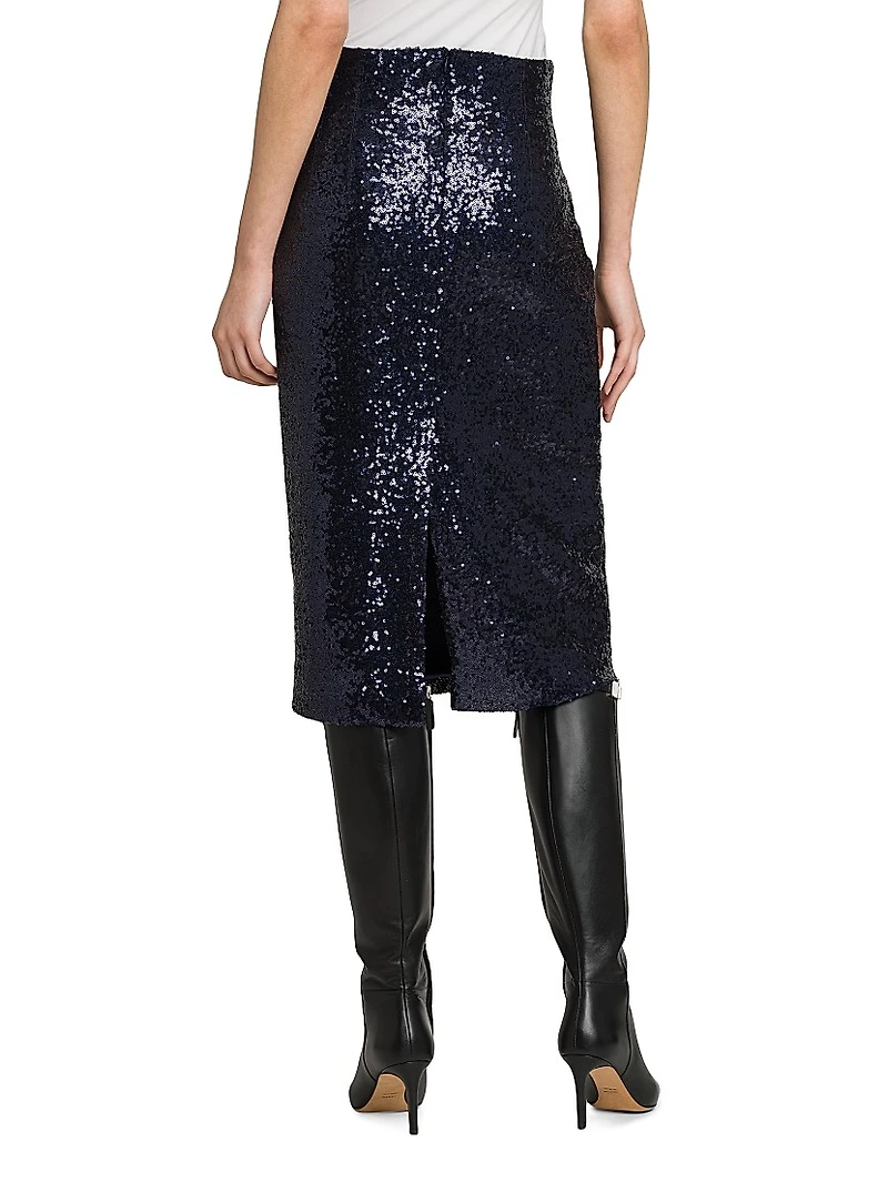 Sequin Pencil Midi-Skirt