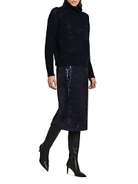 Sequin Pencil Midi-Skirt