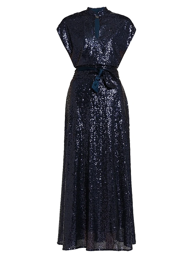 Keyhole Sequin Midi-Dress