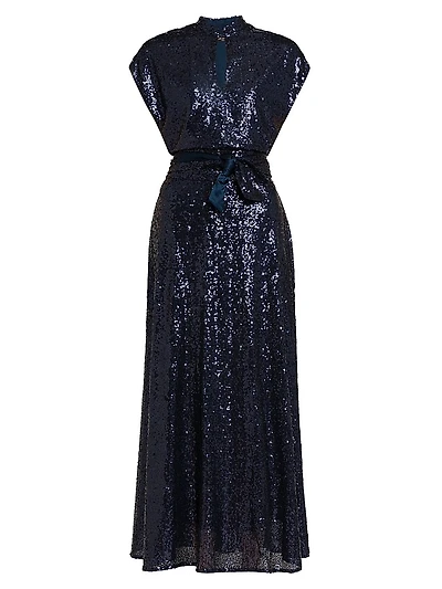 Keyhole Sequin Midi-Dress