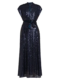 Keyhole Sequin Midi-Dress