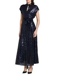Keyhole Sequin Midi-Dress