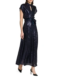 Keyhole Sequin Midi-Dress