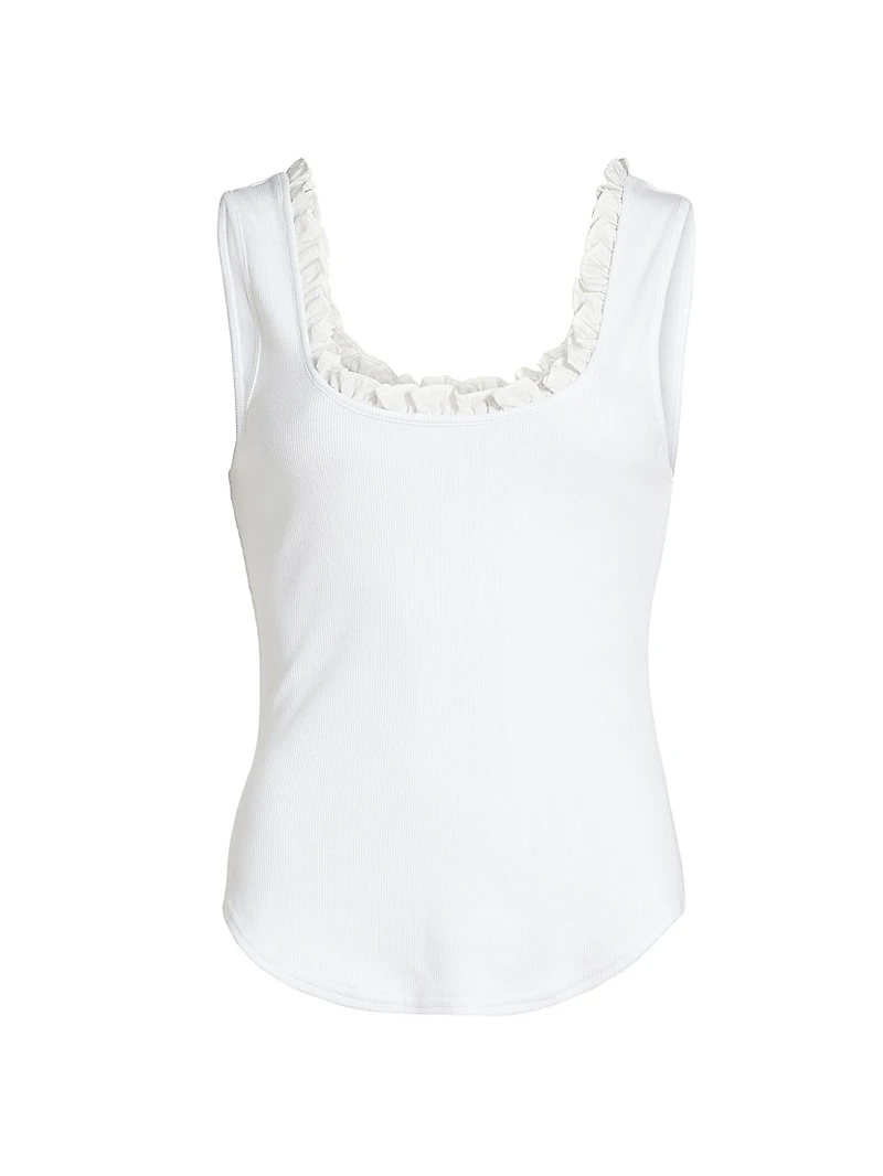 Joselle Ruffled Stretch-Cotton Tank