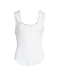 Joselle Ruffled Stretch-Cotton Tank
