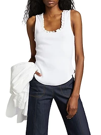 Joselle Ruffled Stretch-Cotton Tank